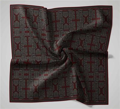 Pamuk Polyester Soft Eşarp Geometrik Desen Kömür Siyahı 90*90