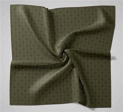 Pamuk Polyester Soft Eşarp Geometrik Desen Zümrüt Yeşili 90x90