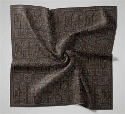 Pamuk Polyester Soft Eşarp Geometrik Desen Yağ Yeşili 90*90