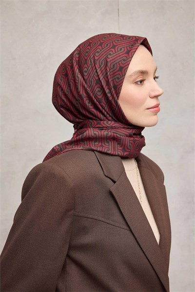 Pamuk Polyester Soft Eşarp Geometrik Desen Siyah 90x90