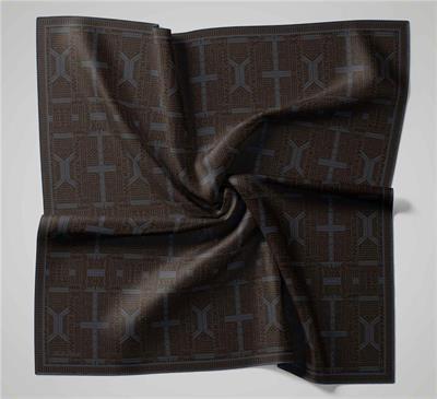 Pamuk Polyester Soft Eşarp Geometrik Desen Açık Kahverengi 90*90