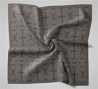 Pamuk Polyester Soft Eşarp Geometrik Desen Koyu Gri 90*90