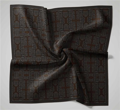 Pamuk Polyester Soft Eşarp Gri Geometrik Desenli Kaymaz Dokulu Tok Duruşlu 90x90