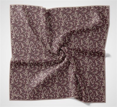 Pamuk Polyester Soft Eşarp Gül Kurusu Çiçek Desenli Kaymaz Dokulu 90x90