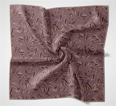 Pamuk Polyester Soft Eşarp Gül Kurusu Soyut Desenli Tok Duruşlu 90x90