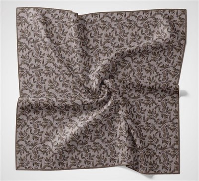 Pamuk Polyester Soft Eşarp Kahve Ton Çiçek Desenli Kaymaz Dokulu 90x90