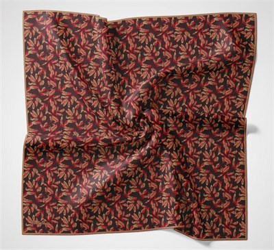Pamuk Polyester Soft Eşarp Kahverengi Çiçek Desenli Kaymaz Dokulu 90x90