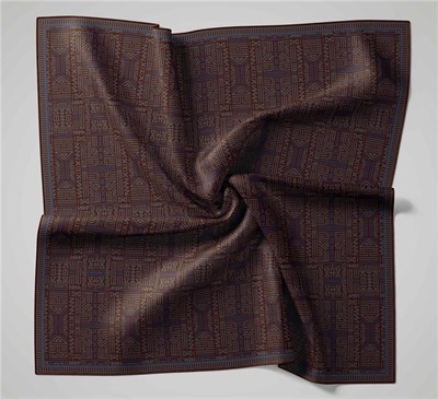 Pamuk Polyester Soft Eşarp Kahverengi Geometrik Desenli Kaymaz Tok Duruşlu 90x90