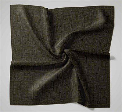 Pamuk Polyester Soft Eşarp Kına Yeşili Geometrik Desenli Kaymaz Tok Duruşlu 90x90