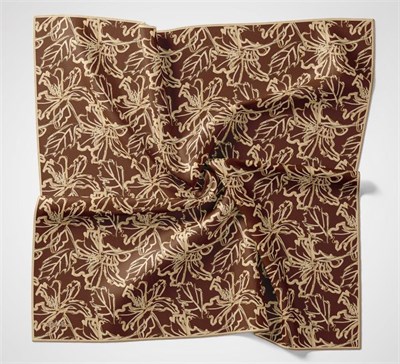 Pamuk Polyester Soft Eşarp Kiremit Lilium Desenli Kaymaz Dokulu 90x90