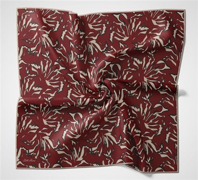 Pamuk Polyester Soft Eşarp Kırmızı Soyut Desenli Tok Duruşlu 90x90