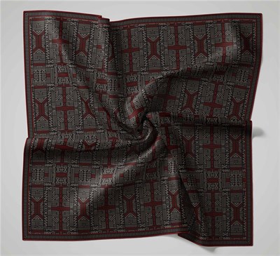 Pamuk Polyester Soft Eşarp Kömür Siyahı Geometrik Desenli Kaymaz Dokulu Tok Duruşlu 90x90