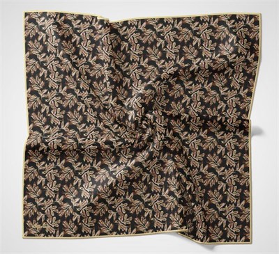 Pamuk Polyester Soft Eşarp Koyu Kahverengi Çiçek Desenli Kaymaz Dokulu 90x90