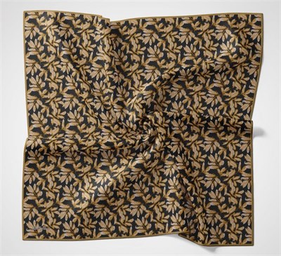 Pamuk Polyester Soft Eşarp Koyu Siyah Çiçek Desenli Kaymaz Dokulu 90x90