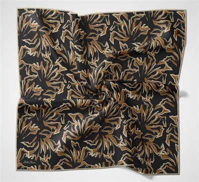 Pamuk Polyester Soft Eşarp Koyu Siyah Soyut Desenli Nefes Alan Hafif 90x90