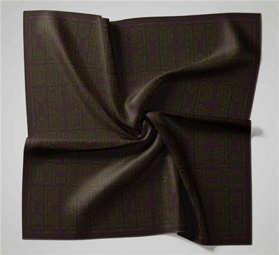 Pamuk Polyester Soft Eşarp Koyu Yeşil Geometrik Desenli Kaymaz Tok Duruşlu 90x90