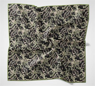 Pamuk Polyester Soft Eşarp Lilyum Desen Soluk Siyah 90x90