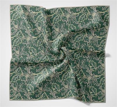 Pamuk Polyester Soft Eşarp Lilyum Desen Patina Yeşili 90x90