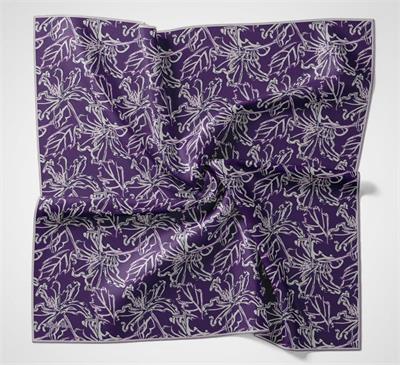 Pamuk Polyester Soft Eşarp Lilyum Desen Mor 90x90