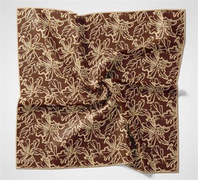 Pamuk Polyester Soft Eşarp Lilyum Desen Kiremit 90x90