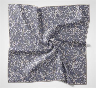 Pamuk Polyester Soft Eşarp Lilyum Desen Bebe Mavi 90x90