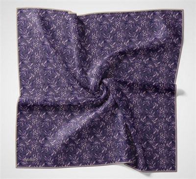 Pamuk Polyester Soft Eşarp Mor Ton Çiçek Desenli Kaymaz Dokulu 90x90