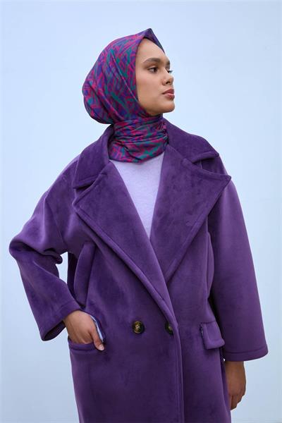 Pamuk Polyester Soft Eşarp Narçiçeği Geometrik Desen 90*90