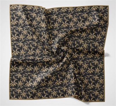 Pamuk Polyester Soft Eşarp Siyah Flora Desenli Kaymaz Dokulu 90x90