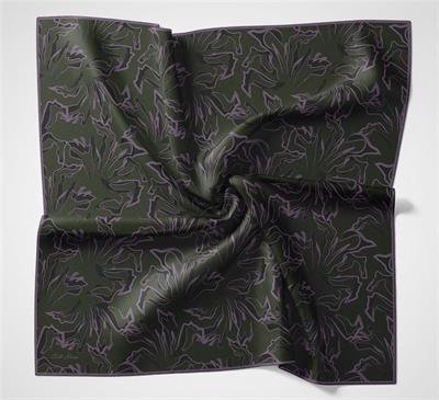 Pamuk Polyester Soft Eşarp Soyut Desen Koyu Yeşil 90x90