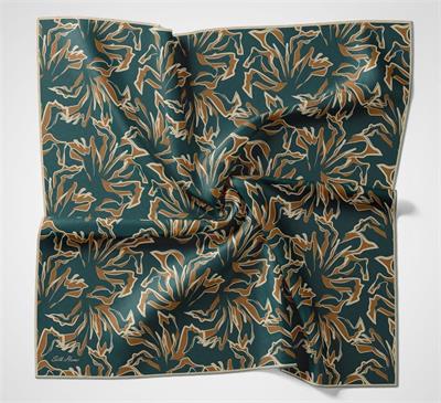 Pamuk Polyester Soft Eşarp Soyut Desen Petrol Mavisi 90x90