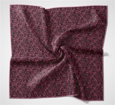 Pamuk Polyester Soft Eşarp Vişne Çiçek Desenli Kaymaz Dokulu Tok Duruşlu 90x90