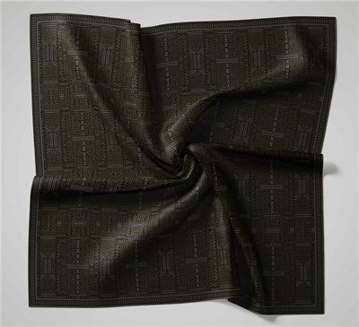 Pamuk Polyester Soft Eşarp Yağ Yeşili Geometrik Desenli Kaymaz Dokulu Tok Duruşlu 90x90