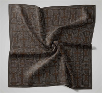Pamuk Polyester Soft Eşarp Yağ Yeşili Geometrik Desenli Kaymaz Tok Duruşlu 90x90
