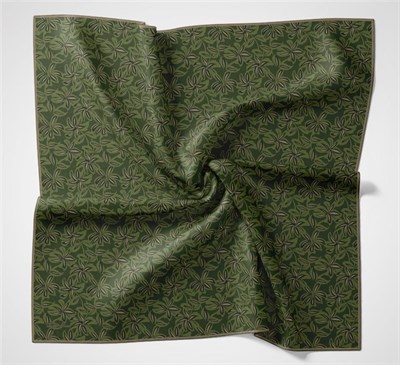 Pamuk Polyester Soft Eşarp Yeşil Flora Desenli Kaymaz Dokulu 90x90