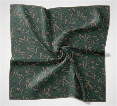 Pamuk Polyester Soft Eşarp Zümrüt Yeşili Soyut Desenli Tok Duruşlu 90x90