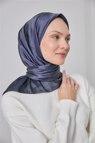 Polyester Karışımlı Shiny Eşarp Lila Etnik Desenli Parlak Dokulu 90x90