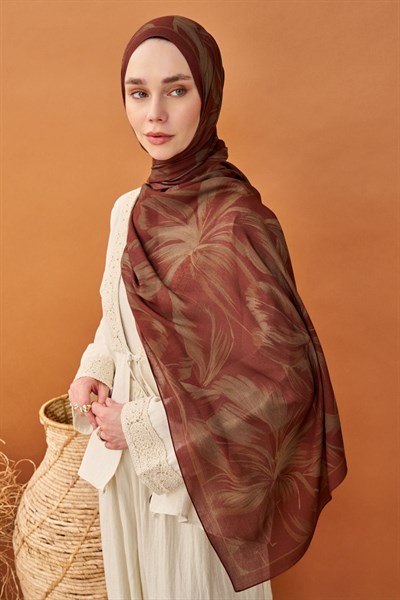 Riva Şal Tencel Bloom Bordo