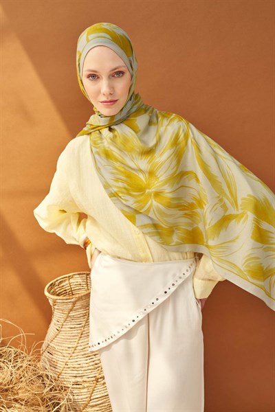 Riva Şal Tencel Bloom Gümüş