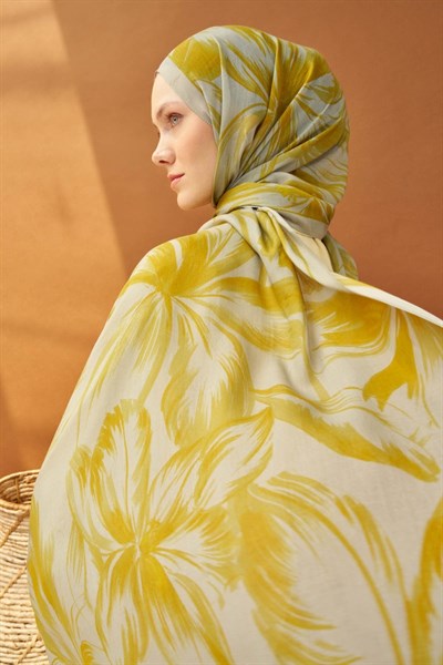 Riva Şal Tencel Bloom Gümüş