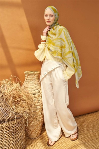 Riva Şal Tencel Bloom Gümüş