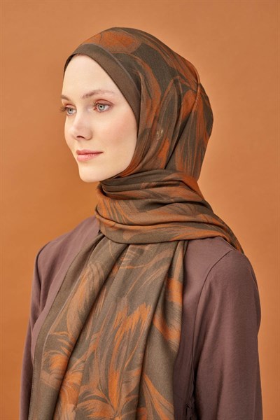 Riva Şal Tencel Bloom Kahverengi