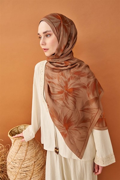 Riva Şal Tencel Bloom Mocha Mousse