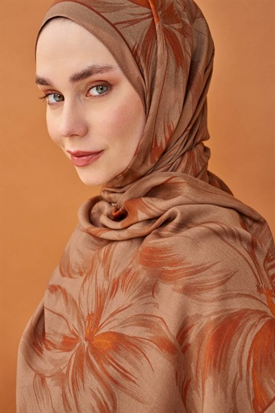 Riva Şal Tencel Bloom Mocha Mousse
