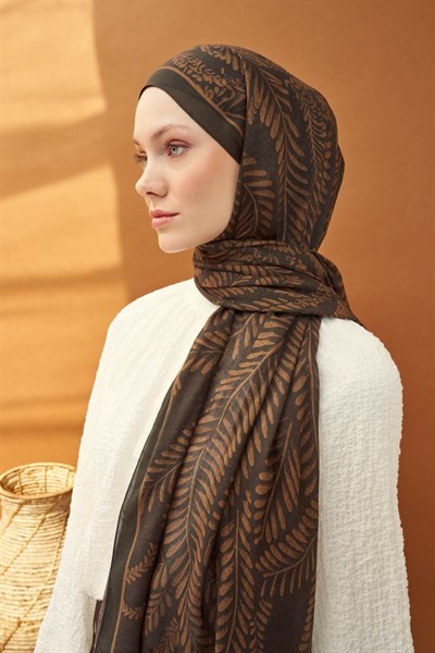 Riva Şal Tencel Boston Fern Acı Kahve