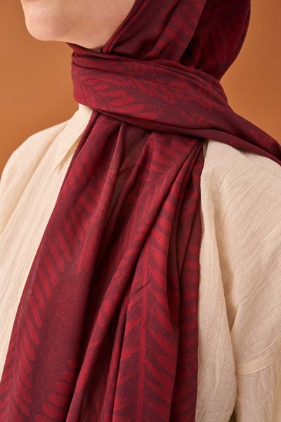 Riva Şal Tencel Boston Fern Bordo