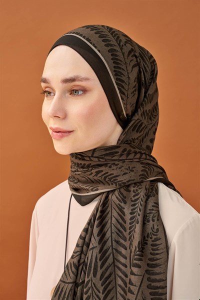 Riva Şal Tencel Boston Fern Koyu Vizon
