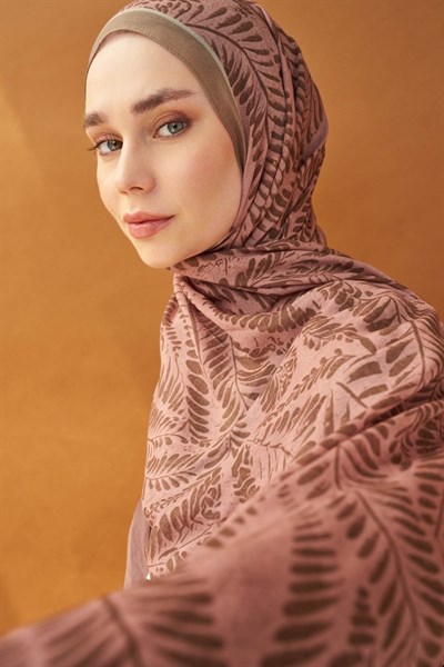 Riva Şal Tencel Boston Fern Pudra Vizon