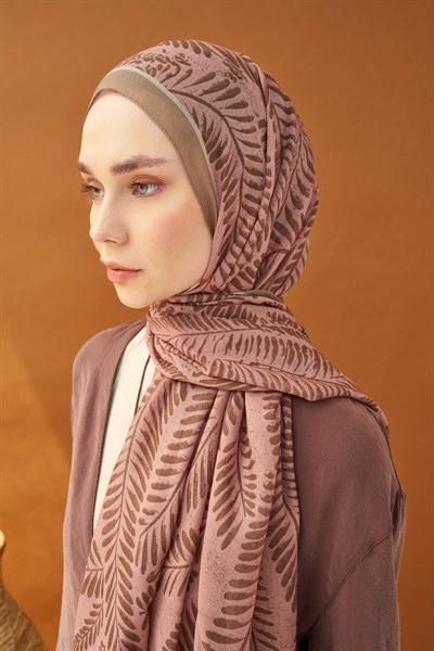 Riva Şal Tencel Boston Fern Pudra Vizon