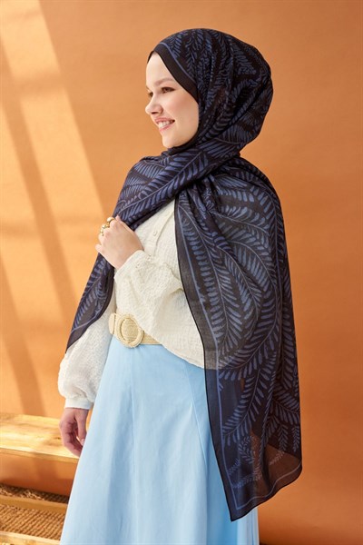 Riva Şal Tencel Boston Fern Siyah