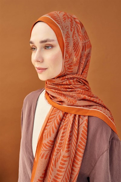Riva Şal Tencel Boston Fern Turuncu